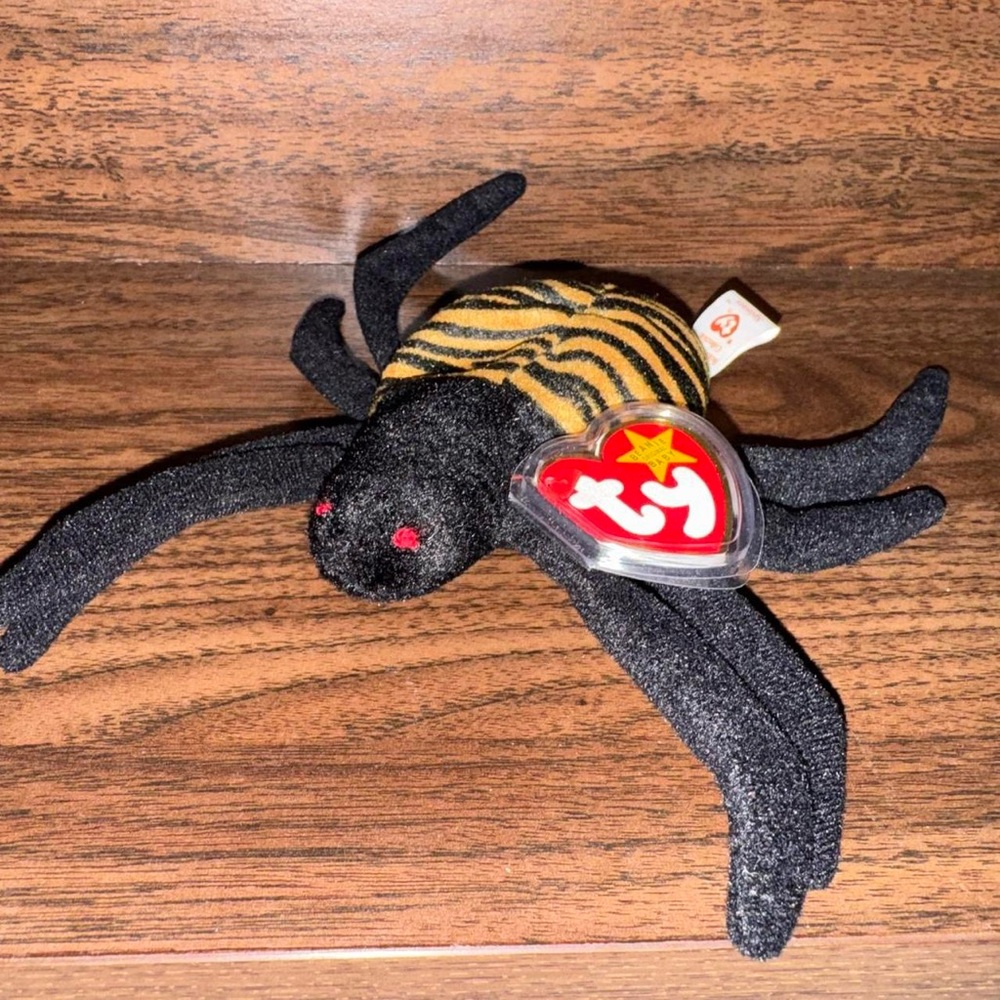 Ty Spinner the Spider Beanie Baby - Black and Yellow - 1996